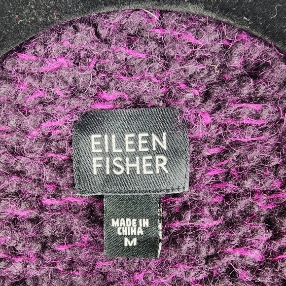 Eileen Fisher Purple Marled Wool/Mohair Knit Open Front Cardigan SIZE Medium - Picture 3 of 6
